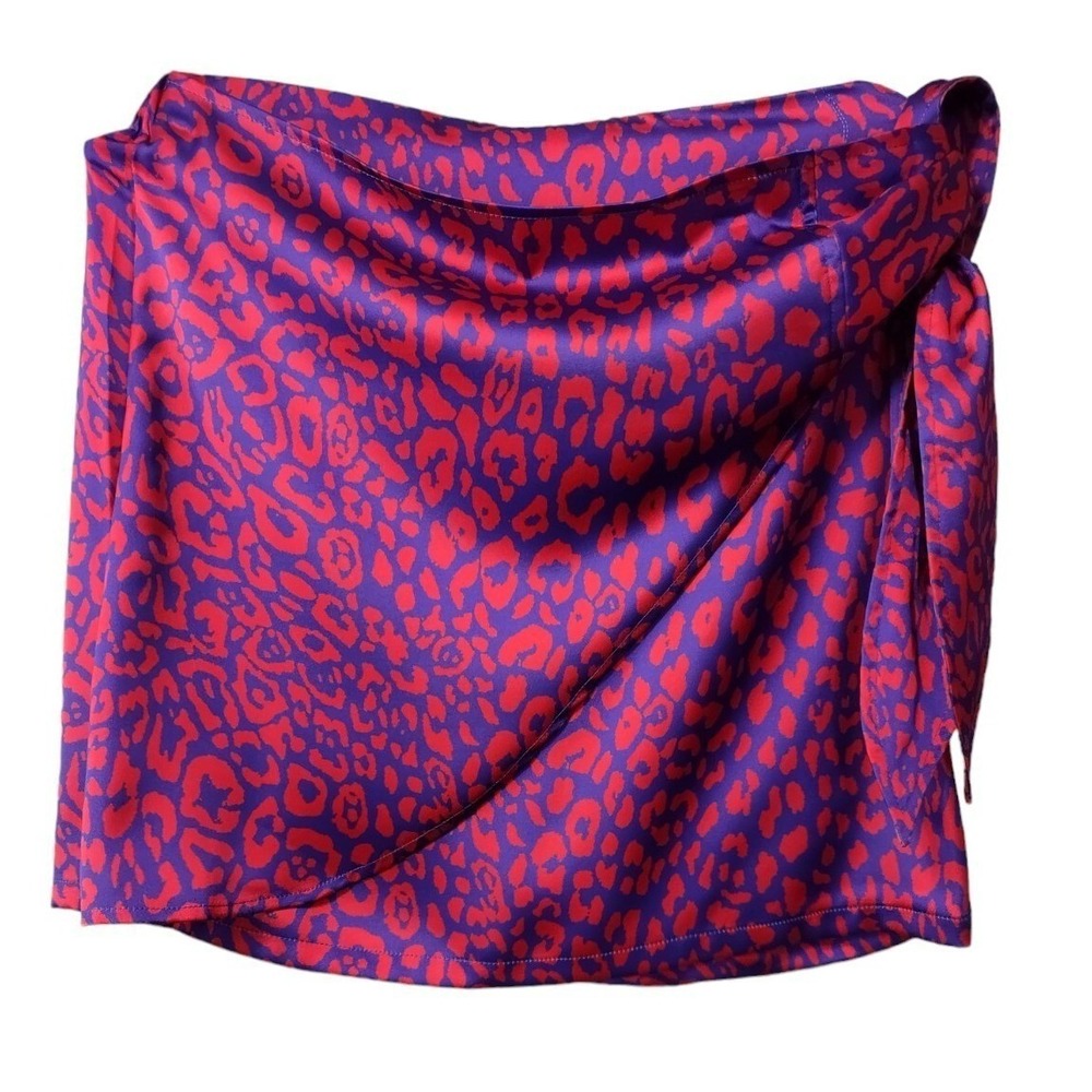 Sincerely Jules Faux Wrap Skirt Women's Size Large 30" Elastic Waist Purple Red